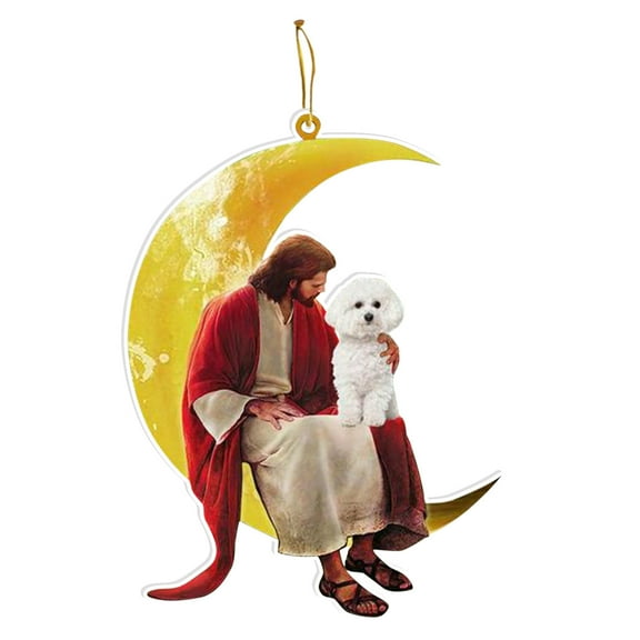 hoksml Christmas Clearance Home Decor Christmas Animals Sitting On The Moon Pendant Christmas Outdoor Decorations Wood Christmas Ornaments Window Wall Hanging Ornament Living Room Decoration Home 3