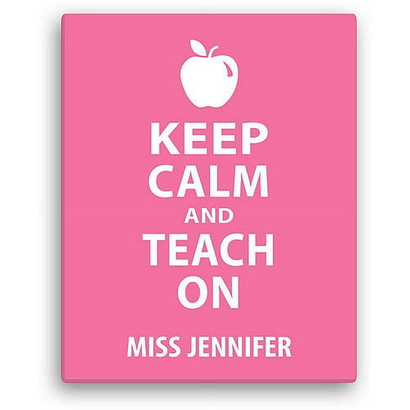Personalized Keep Calm and Teach On 11" x 14" Canvas, Pink