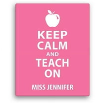 Personalized Keep Calm and Teach On 11" x 14" Canvas, Pink