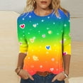 thumbnail image 2 of Valentine's 3/4 Sleeve Tops for Women Dressy Heart Printed Shirts Crew Neck Holiday Tunics Three Quarter Length Sleeve T-Shirt Cute Funny Outfits 2026 Summer Tops, 2 of 6