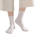 thumbnail image 6 of JUUNthy Toe Socks for Womens, Breathable Ruffles Mid Cut Stretch Comfort Casual Five Finger Crew Socks Khaki, 6 of 12