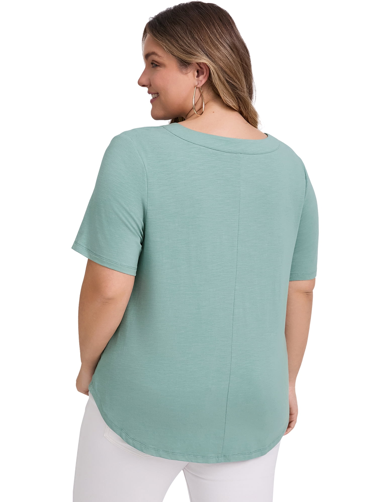 DARING DIVA Women's Plus Casual Trendy Pleated Shirt Dressy Work Blouse 1X Green