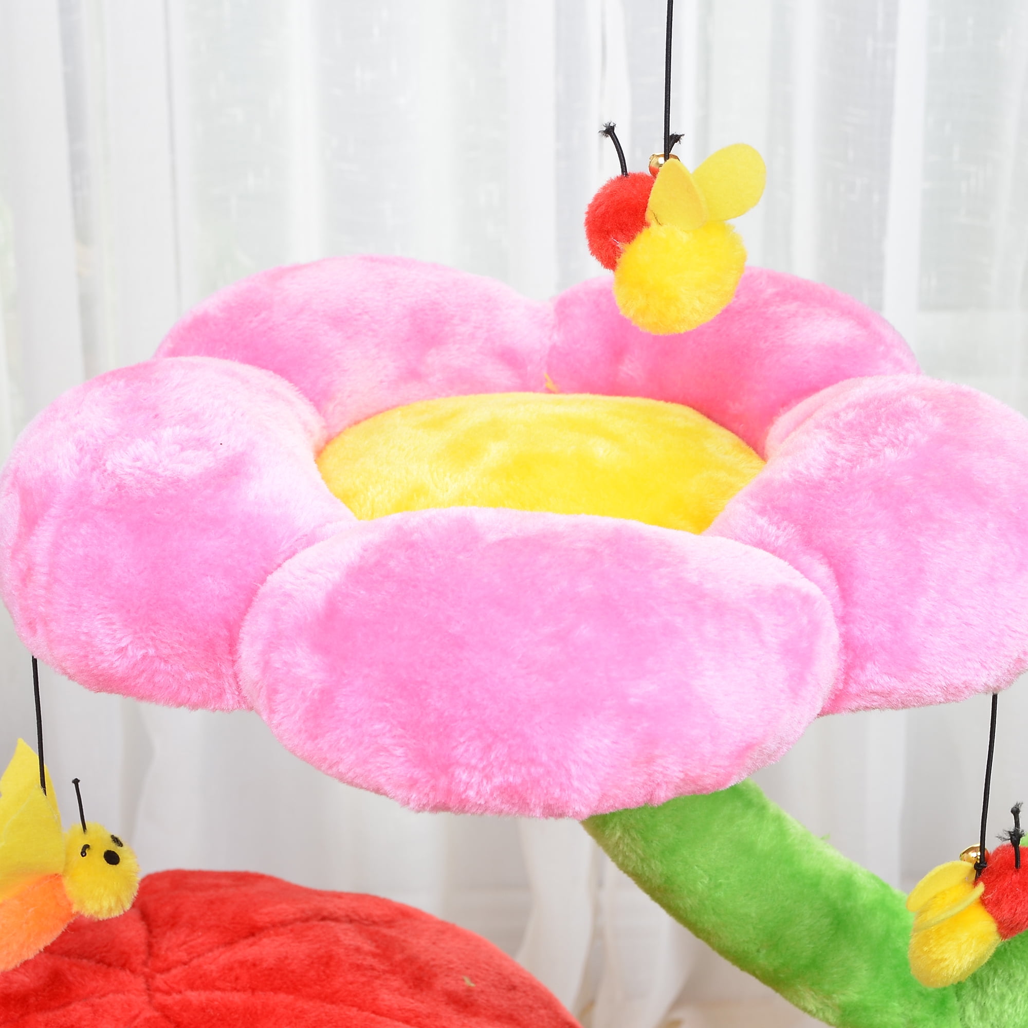 Catry Mushroom Flower Cat Tree with Hammock, Replaceable Sisal Scratching Post, Fruit Hideaway Condo