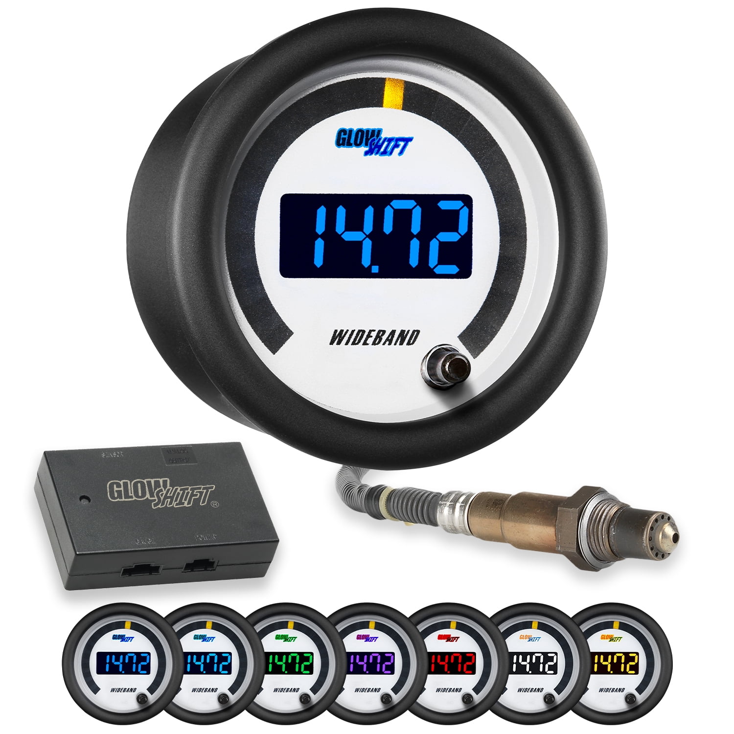 GlowShift White 7 Color Series Digital Wideband Air/Fuel Ratio Gauge