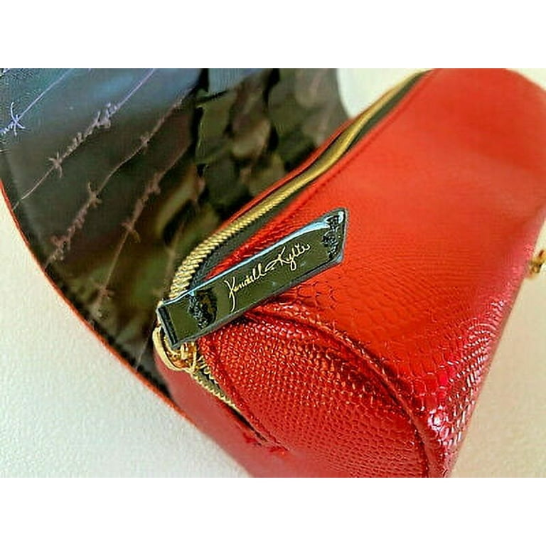 Kendall Kylie Metallic Red Fold Over Pouch with Brush Organizer