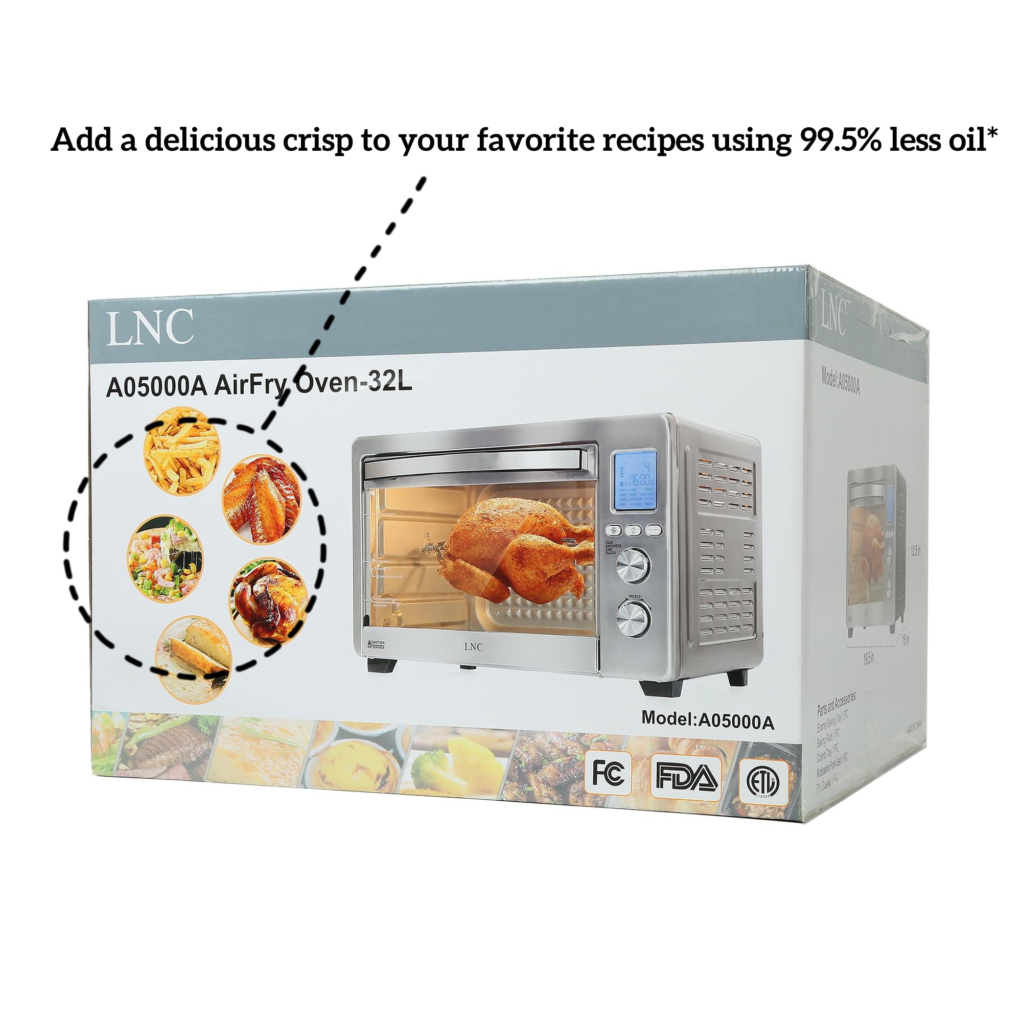 LNC All-in-1 33.8 qt. Silver Stainless Steel Digital Air Fryer Toaster Oven  for Bake Roast Pizza with Accessories UUBMINHD1000S68 - The Home Depot