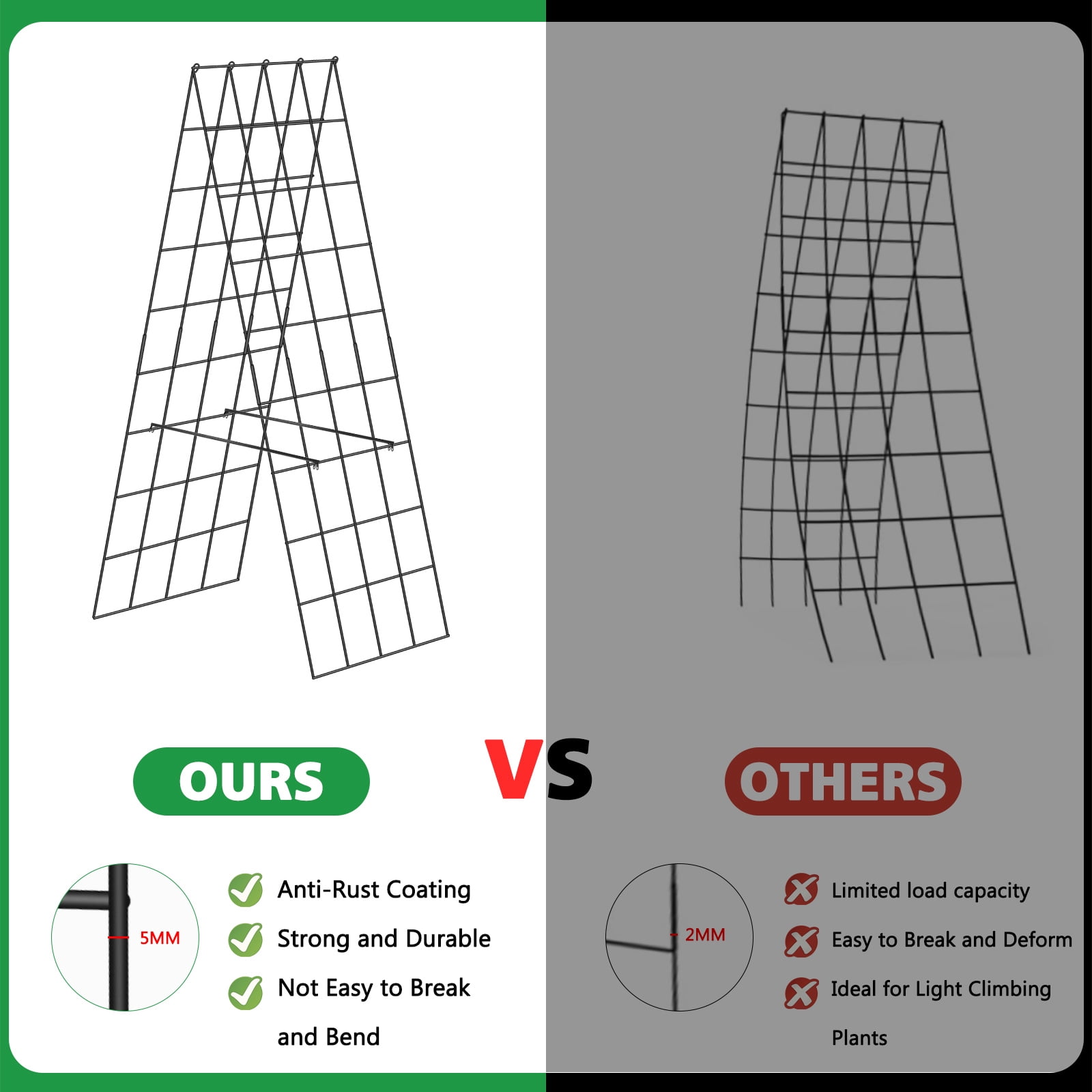 ROMUCHE 2 Pack A-Frame Folding Garden Trellis Outdoor Lattice for Climbing Plants Cucumber Raised Bed