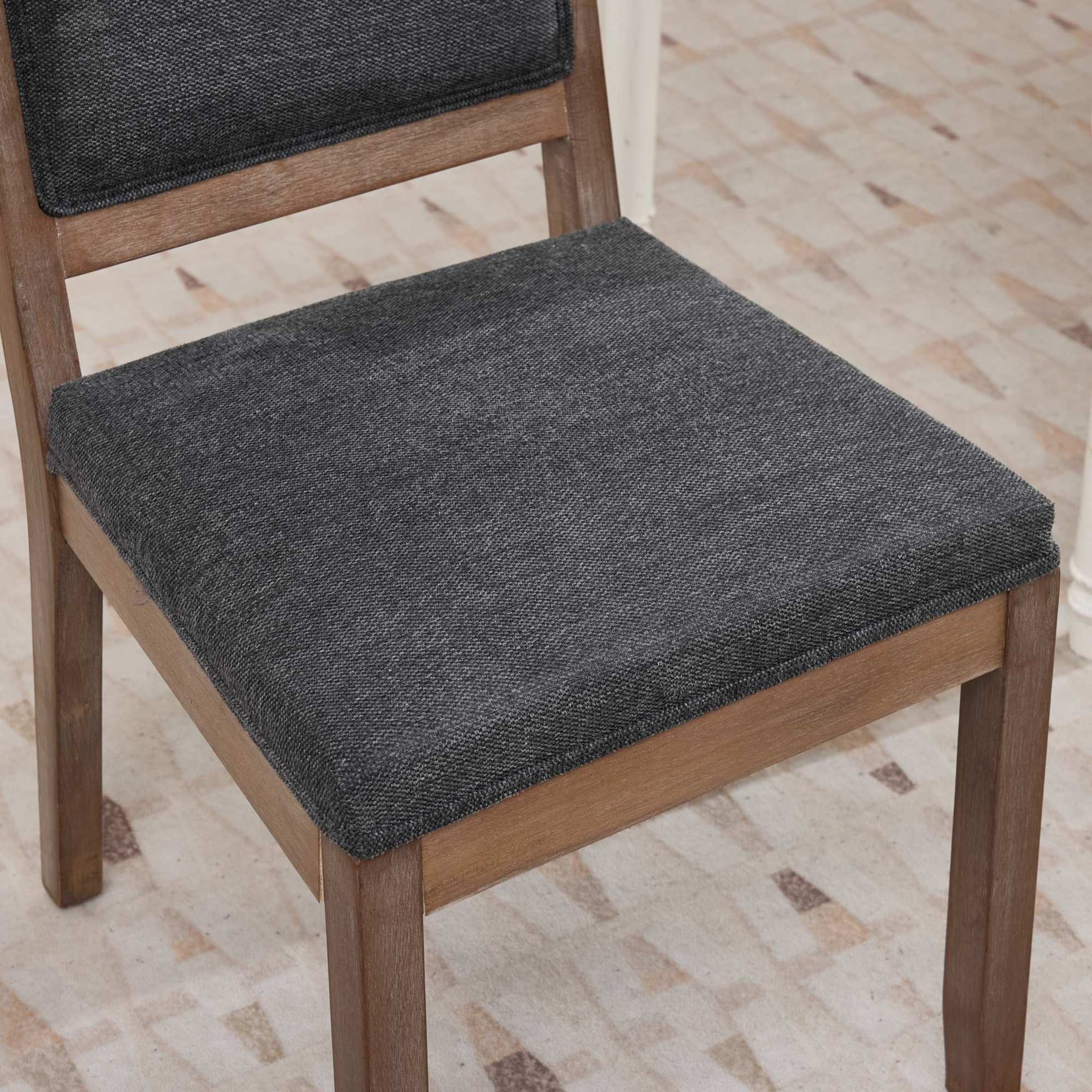 GDF Studio 22" Farmhouse Dining Chairs Set of 2 with Padded Fabric Upholstery, Solid Rubberwood Frame, Gray
