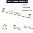 thumbnail image 2 of Brass Brushed Gold Bathroom Hardware Accessories Wall Mounted 4 Piece 23.6 Inch Towel Bar Set Modern Square-Shaped Towel Hanger Toilet Paper Holder Double Prong Robe Hook, 2 of 3