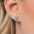 thumbnail image 3 of Gem Stone King 1.64 Ct Round 6mm Blue Apatite 18K Yellow Gold Plated Silver Removable Jacket Stud Earrings, 3 of 6