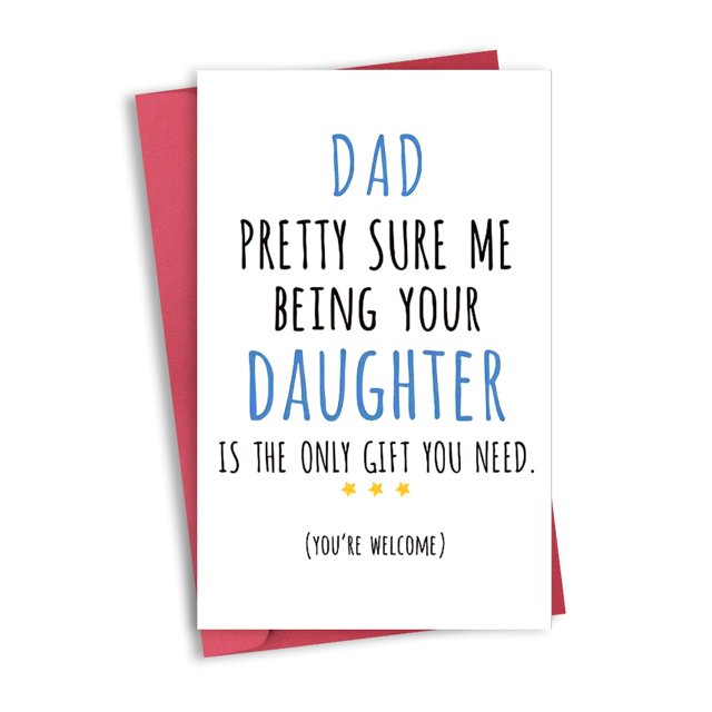 Tarjeta de felicitación divertida para el día del padre y su hija para el día del padre