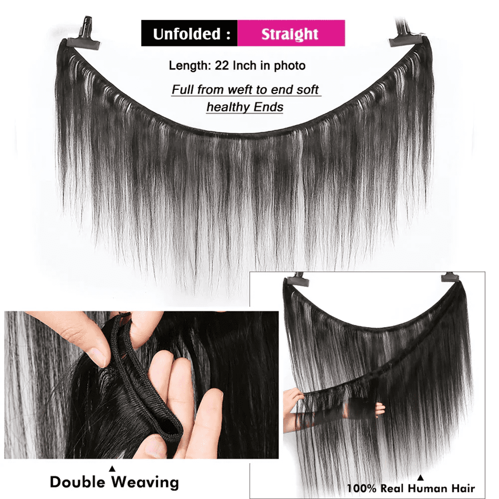 USTAR Brazilian Virgin Human Hair Bundles - Blended Hair Basic 1B Natural Black 12" Straight Deal