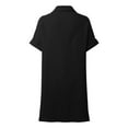 thumbnail image 5 of Mohiass Women's Summer Cotton Shirt Dress Short Sleeves Button Down Knee Length Dresses Casual Loose Mini Dress with Pockets Black 2XL, 5 of 6