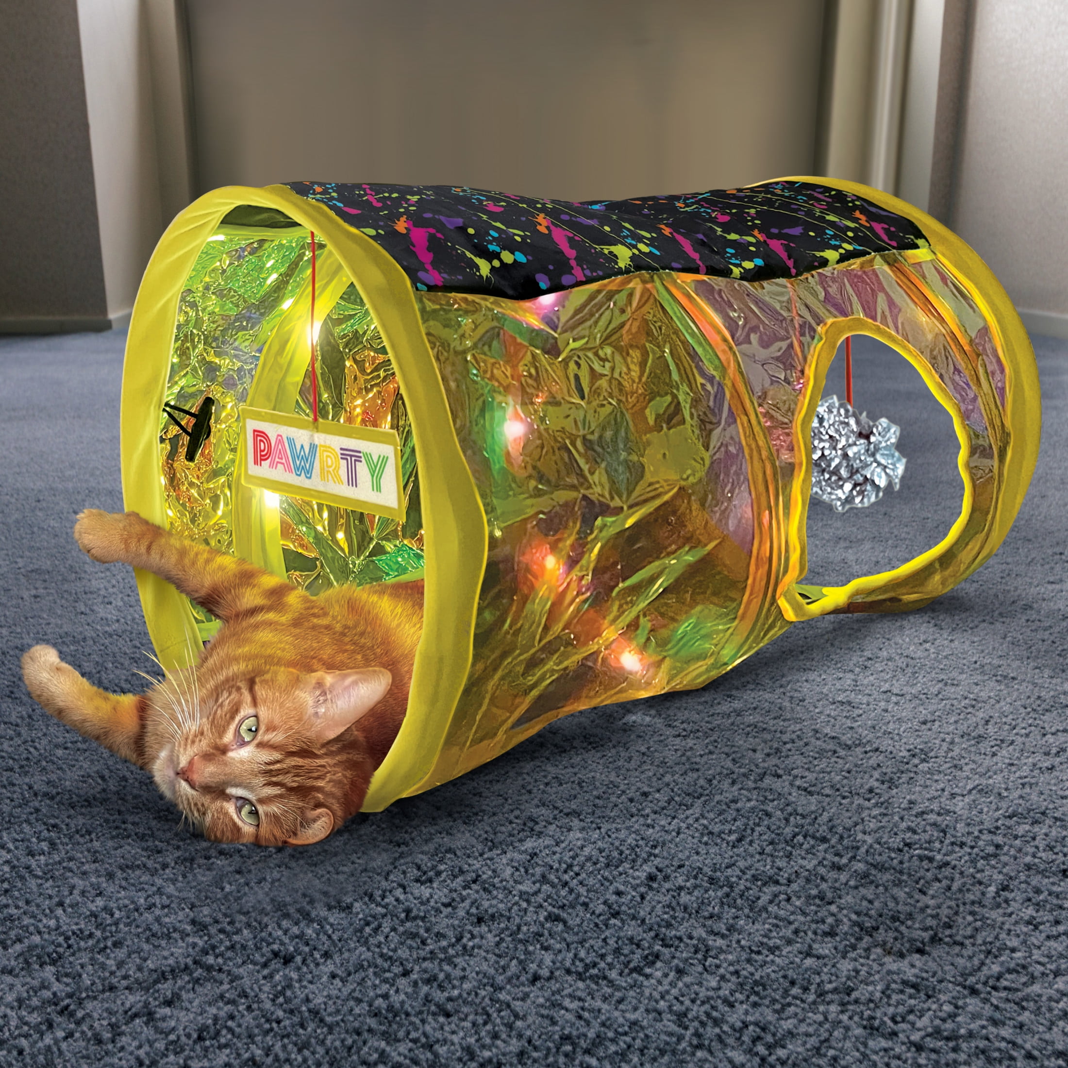 KONG® Play Spaces Rave Cave Cat Tunnel, Foldable Multi-Sensory Catnip Toy