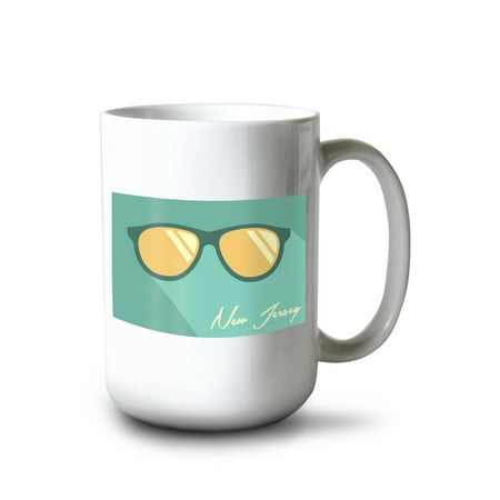 

15 fl oz Ceramic Mug New Jersey Sunglasses (Blue) Dishwasher & Microwave Safe