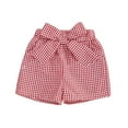 thumbnail image 2 of Fozruso Girls Casual School Pants Toddler Toddler Boy Girl Shorts Gingham Plaid/Seersucker Shorts Summer Casual Bow Elastic Waist Shorts Pants Bottoms Sizes 9-12 Months, 2 of 3