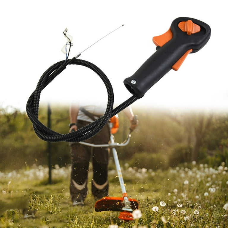 Universal Handle Switch With Throttle Trigger Cable For Strimmers & Brush Cutters - Includes Metal Tube Handlebars