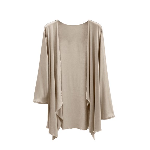 Cozy Cardigans for Women, Yigetop Large Size Cardigan Summer Long Sleeve Spring Loose Air Conditioning Top Sheer Cardigan Beige L