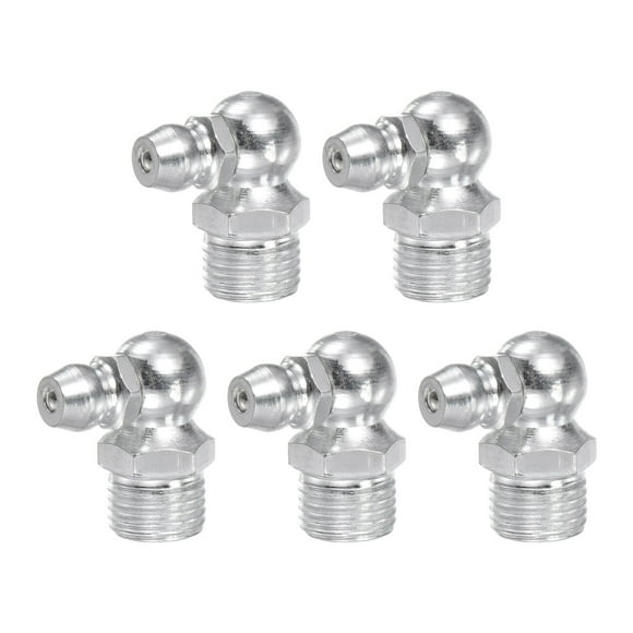 Unique Bargains Nickel-Plated Iron Straight Hydraulic Grease Fitting G1/8 Thread 10mm Width 5 Pack