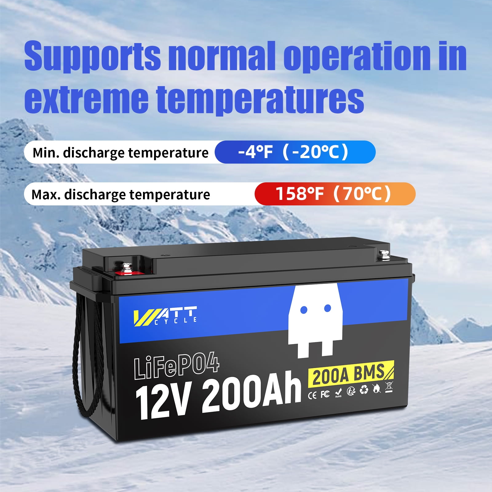 WattCycle 3 Pack 12V 200Ah RV Travel LiFePO4 Battery with Charger, 12V 200Ah RV Travel Lithium Battery 5-Year Warranty, 200ABMS, Lightweight, for Home Energy Storage, Solar System Set up