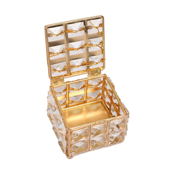 Joyero de Cristal Organizador de Baratijas Pendientes Caja de Caja Almacenamiento Superficie Del Espejo con Tapa para
