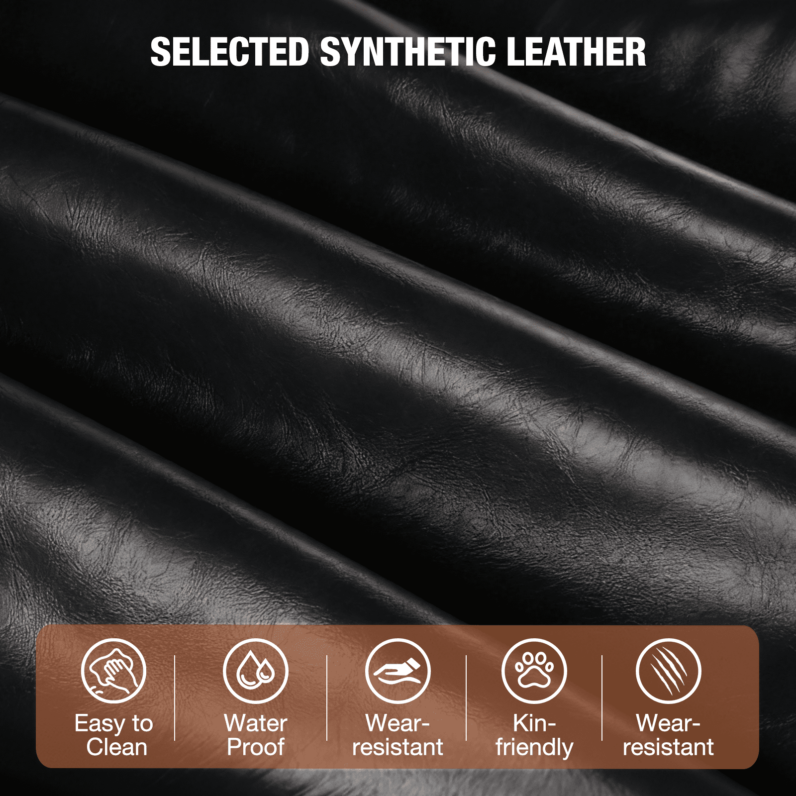 101" Large PU Leather Sofa Couch, Spring Cushion Modern Couch with 24" Extra Deep Seat, Wide Storage Armchair, Comfy Upholstered Oversized Loveseat (Includes 2 Pillows) for Living Room, Office, Black