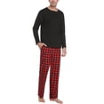 thumbnail image 4 of Purcoar Mens Pajamas Set Sleepwear Loungewear Pj Sets Plaid Pants with Tops, 4 of 7