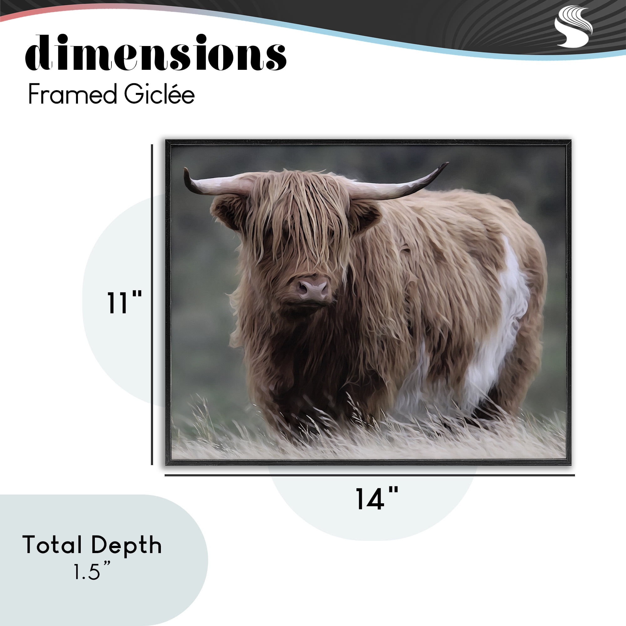 Stupell Industries Wandering Harry Highland Cattle Black Framed Giclee Art, design by Marcus Prime