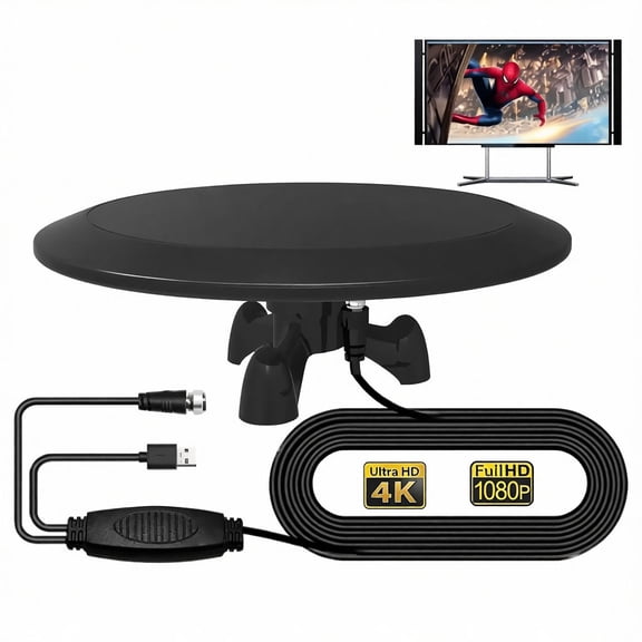 Outdoor TV Antenna with Amplified Signal Booster, Omni-Directional 4K 1080P Digital Antenna for Attic or Roof