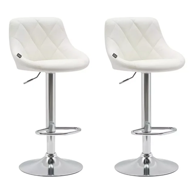 Set 2 Bancos Giratorios con Respaldo Alto Barra Desayunador Cocina color Blanco