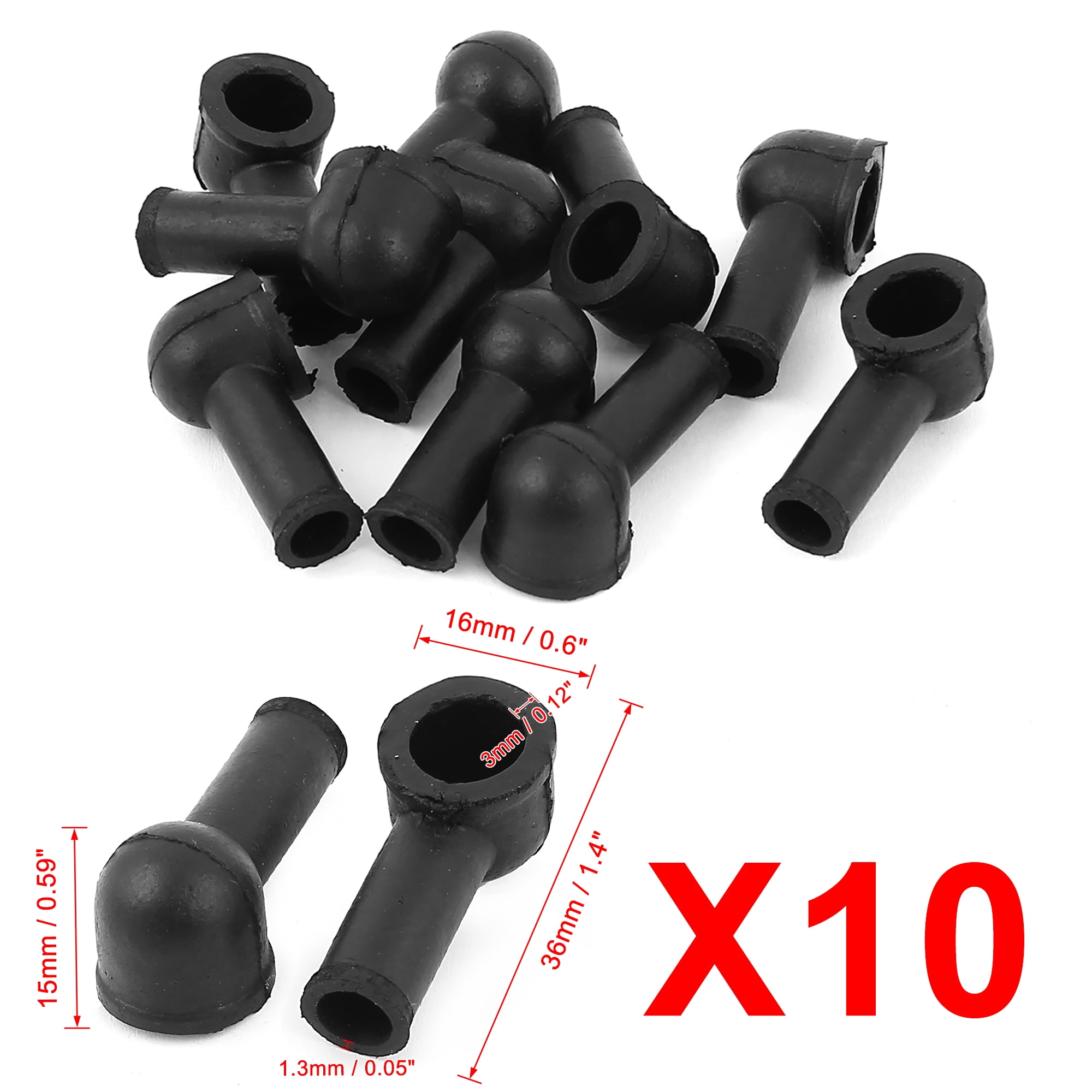 Unique Bargains Terminal Insulating Covers 12mm x 8mm 10 Pcs Black for Automotive Use