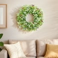 thumbnail image 5 of Winter Front Door Wreath, Artificial Frosted Foliage Hanging Decor for Indoor and Outdoor Use, Single Piece All-Season Wall and Door Decoration(Green), 5 of 6