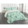 thumbnail image 3 of Ambesonne African Quilted Bedspread Set 3 Pcs, Exotic Lizard Reptile, King Size, Green Mint, 3 of 5