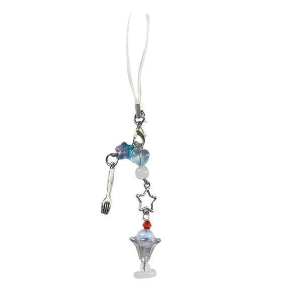 Colorful Ice Cream Cone Keyring Colorful Resin and Alloy Keychain Pendant Hanging Ornament Gift for Fashion Enthusiasts Pink