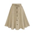 thumbnail image 2 of Levmjia Women High Waist A Line Skirt Summer Casual Flowy Midi Skirt with Pockets Stretchy Comfortable Solid Color Work Vacation Dress, 2 of 6