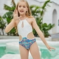 thumbnail image 4 of Bullpiano 7-12Y Girl Children's One-piece Swimsuit Adjustable Halter Top Holiday Beach Wear Girls' Swimwear for Pool Party (Style C), 4 of 7