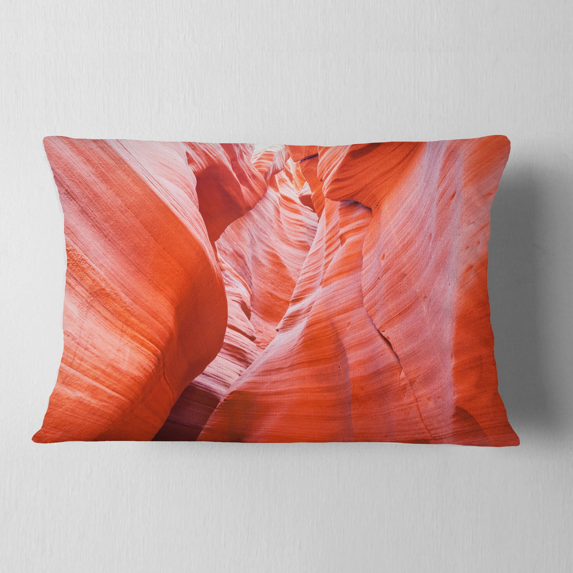 Designart Antelope Canyon Walls - Landscape Photo Throw Pillow - 12x20