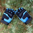 thumbnail image 3 of 1 Pair Strong Grip Adjustable Hook Loop Fasteners Fabric Training Gloves Half Finger Wrist Wraps Support Men Cycling Gloves for Gym -Blue,L, 3 of 8