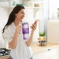 thumbnail image 5 of Yayeee 40oz Stainless Steel Tumbler with Straw and Handle Double-Wall Insulated Travel Water Bottle, Purple and White Pattern, 5 of 8