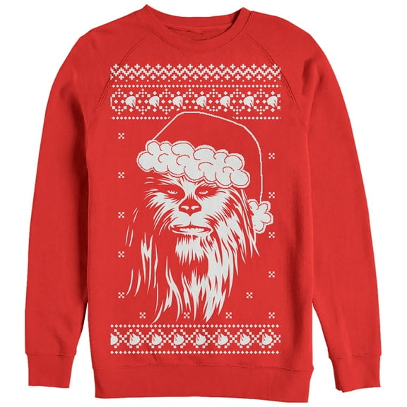 Men's Star Wars Ugly Christmas Chewbacca Santa Sweatshirt Red Large