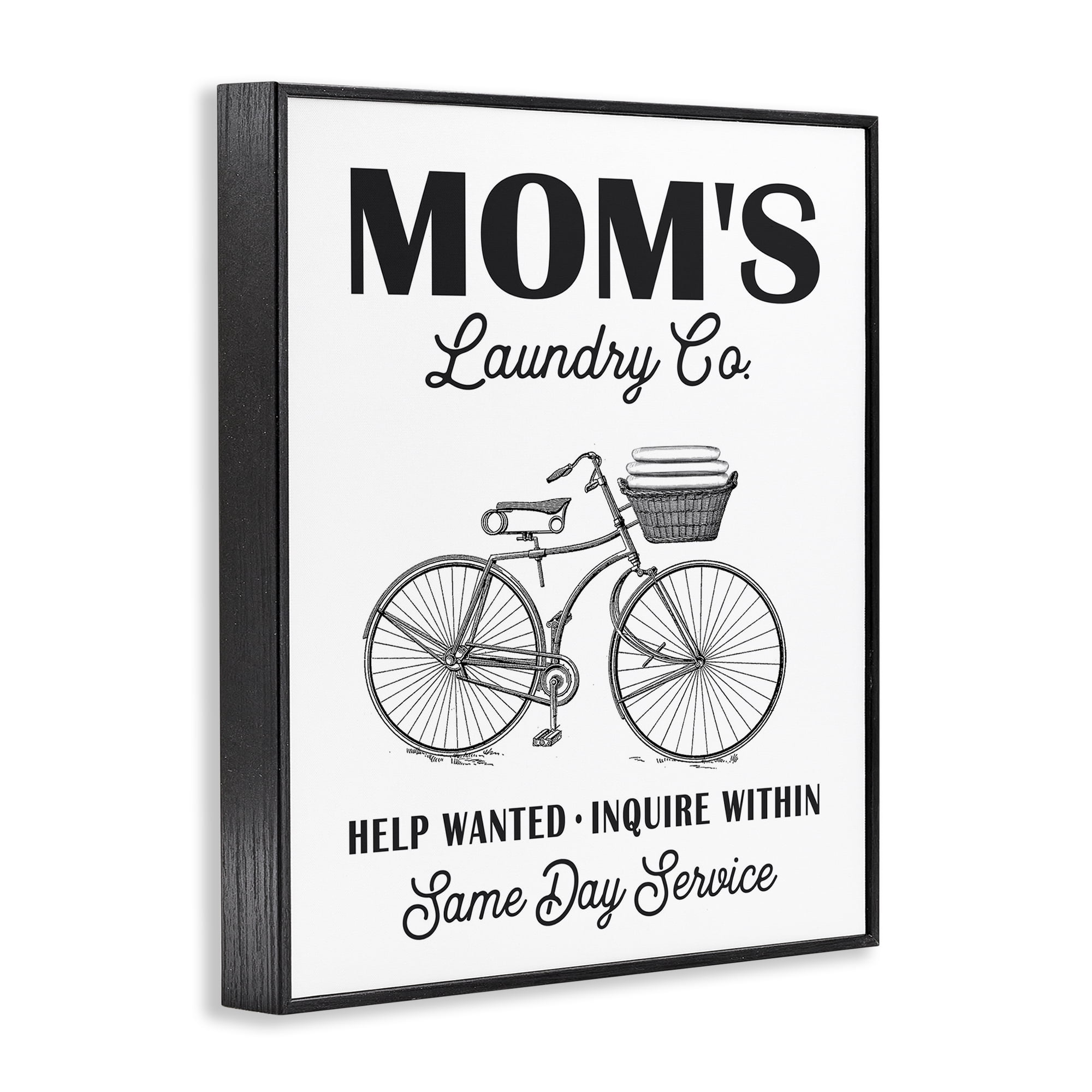 Stupell Industries Mom's Laundry Co Typography Painting Black Framed Art Print Wall Art, 11 x 14