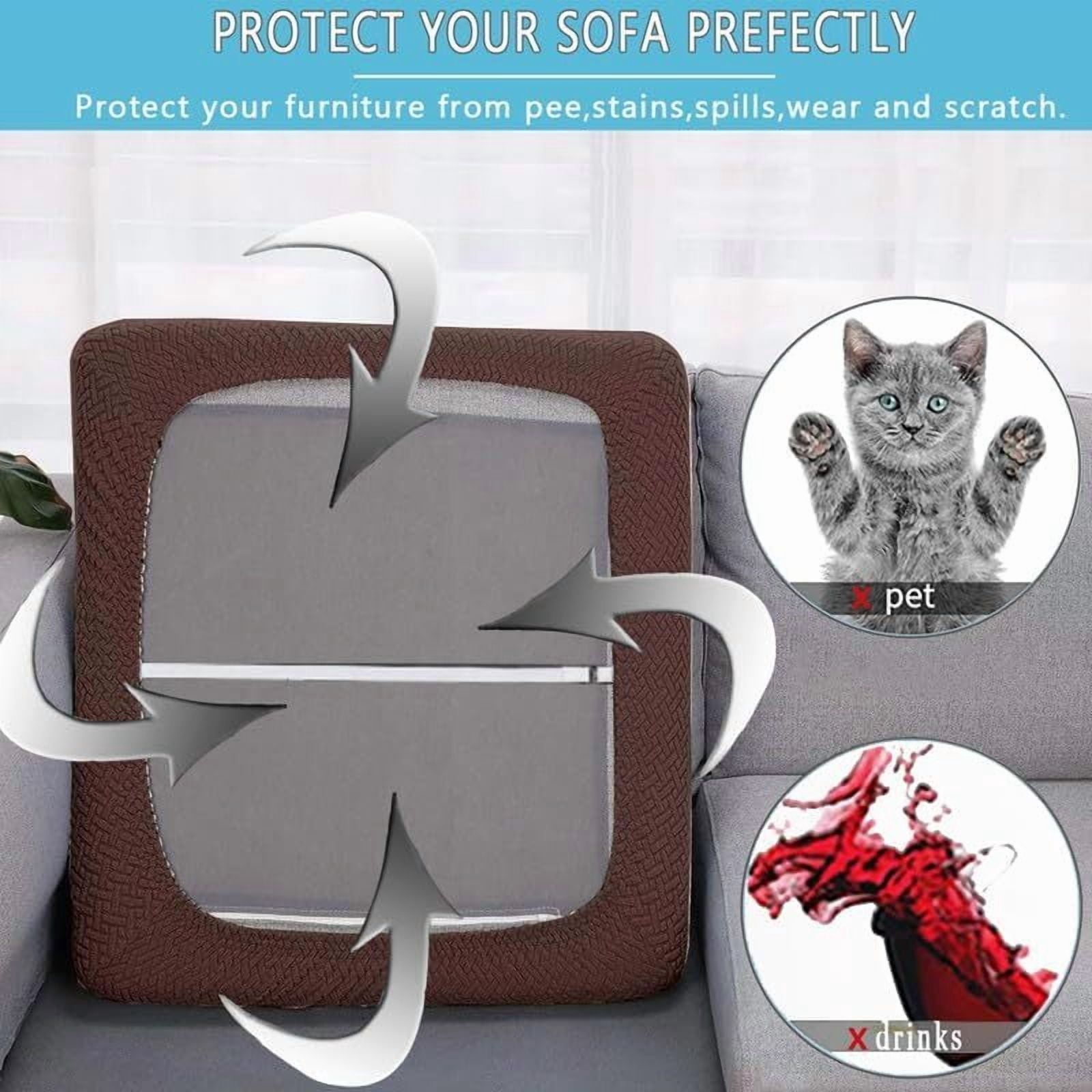JIAN YA NA 2-Piece Waterproof Cushion Covers Replacement, Outdoor Patio Sofa Seat Cushion Slipcovers, Elastic Outdoor Furniture Protector (Coffee)