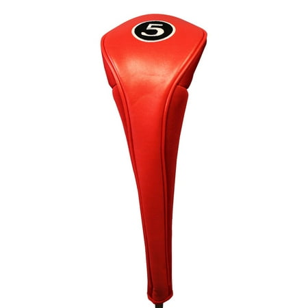 New Red Zipper #5 Wood Leatherette Neoprene Golf Club head cover Snug Fit for Woods up to 200cc Headcover prevents Scratching Chipping