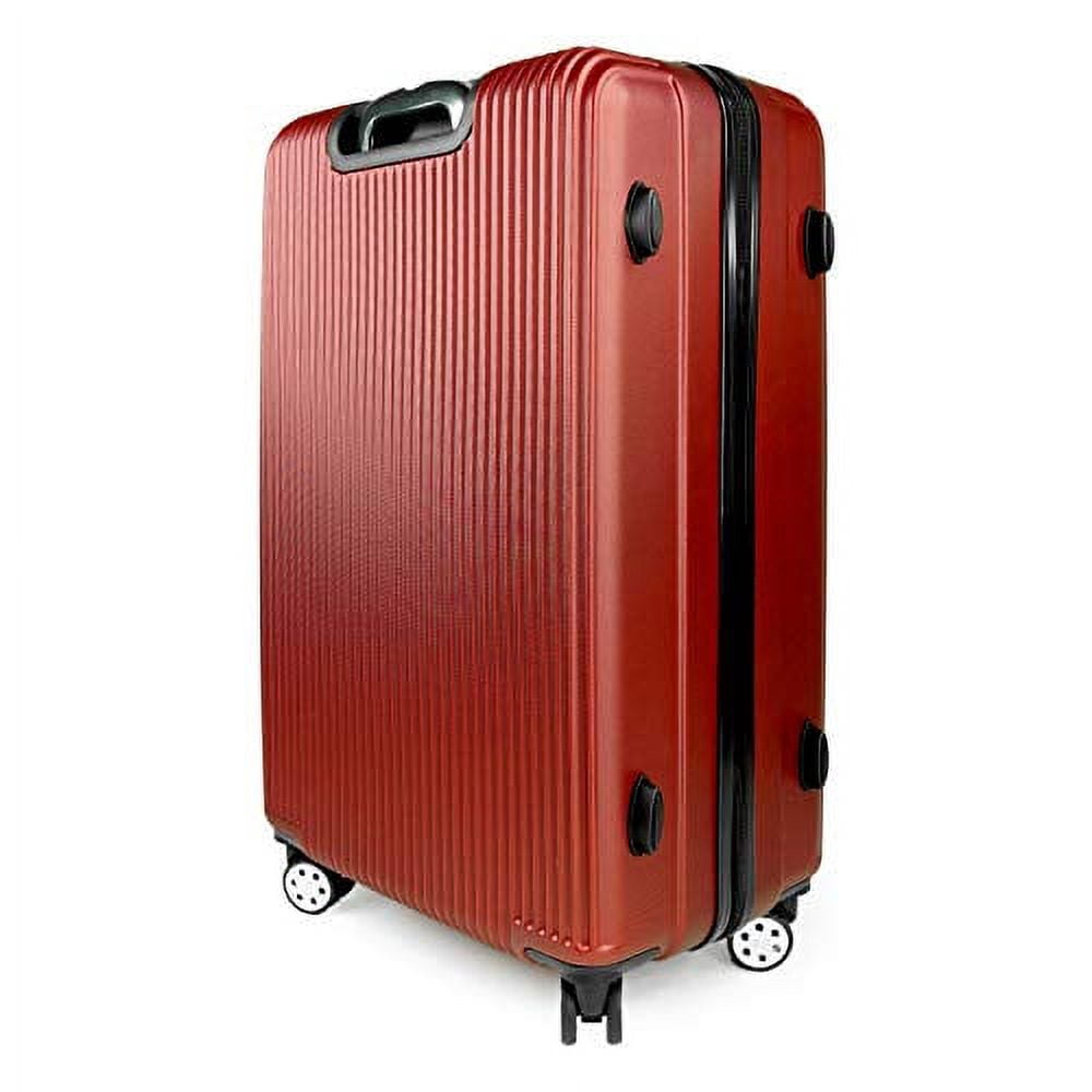 K-Cliffs 3pc Luggage set Hard Side Suitcase Lightweight 3 ABS Spinner w/Zippers in Color Red 20 in. H x 9 in. W x 14 in. L, (7.5 lbs) | 24 in. H x 11 in. W x 16 in. L, (8.5 lbs) | 28 in. H x