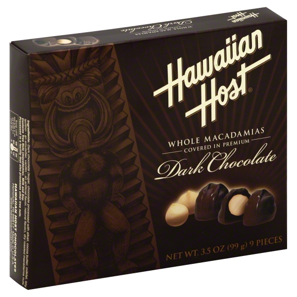 Hawaiian Host Whole Macadamias Covered in Premium Dark Chocolate, 3.5