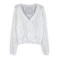 thumbnail image 5 of Fiaer Cropped Cardigan Sweaters For Women Button Down V-Neck Long Sleeve Loose Fit Knit Tops White XL, 5 of 8