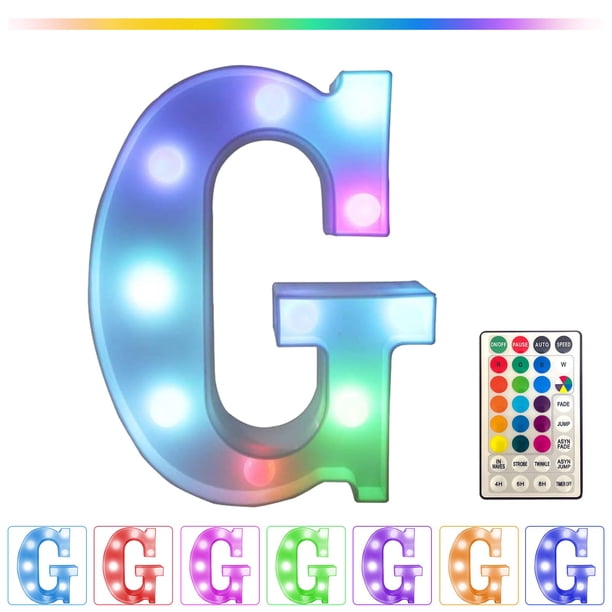 Letras luminosas LED con control remoto | Decoración con letras para fiestas y eventos en casa | Funciona con pilas o USB | 16 modos de cambio de color