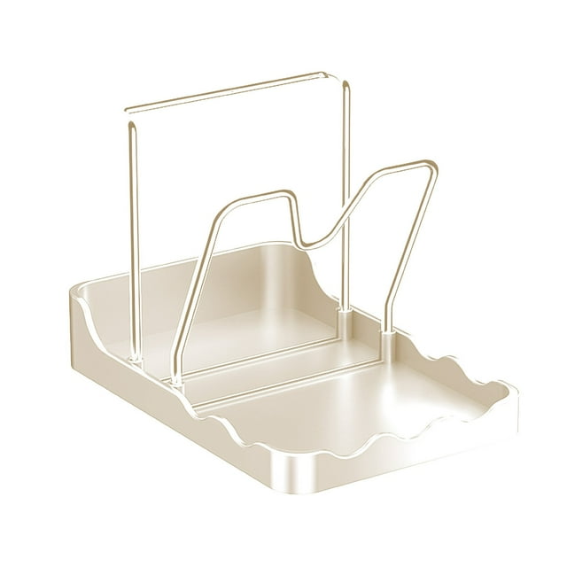 fheaev Storage Rack For Pot Lid And Tablecloth With V-shaped Groove Antis Slip And Water Tray Kitchen Desktop Storage Rack