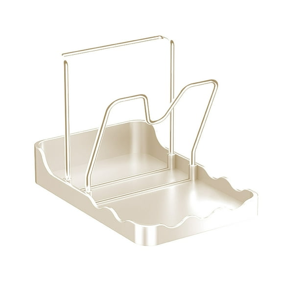 Yooshoverk Lid & Rag Holder - 2 Tier Kitchen Organizer w/ V Grooves & Drip Pan - Countertop Storage for Pot Covers Dish Towels - Stainless Steel