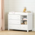 thumbnail image 1 of South Shore Little Smileys Changing table with Removable Rim, Drawers, and Open Storage, in Pure White, 1 of 14